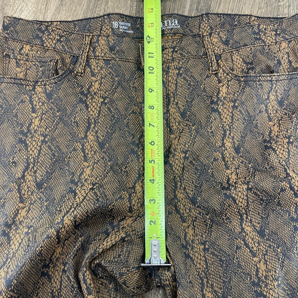 ANA High Rise Skinny Jeans 18 Womens Snake Print Brown Black Chic - Picture 7 of 9